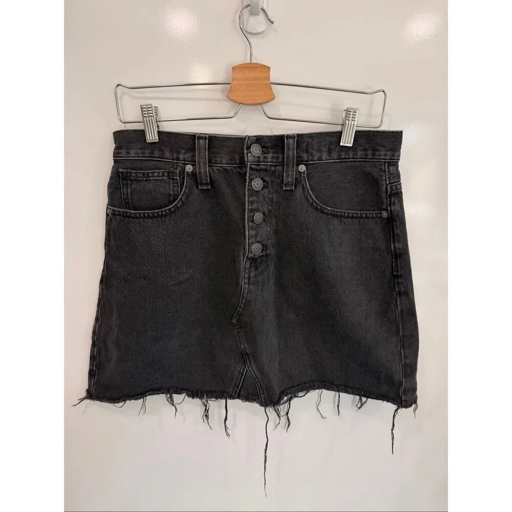 Madewell‎ Rigid Denim A-Line Mini Skirt 28 Black